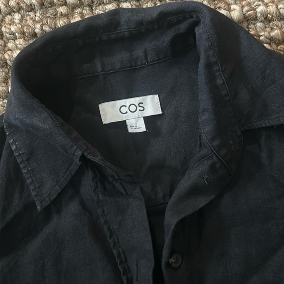 COS 100% Linen Black Button Down Blouse Size 34 - Picture 4 of 10
